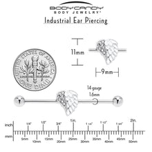 14G White Heavenly Heart Angel Wings Industrial Barbell 38mm