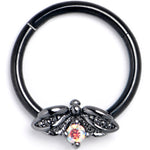 16G 3/8 Aurora Gem Black Beauty Bug Hinged Segment Ring