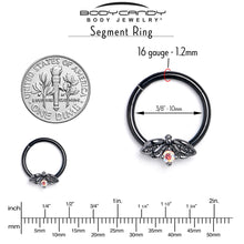 16G 3/8 Aurora Gem Black Beauty Bug Hinged Segment Ring