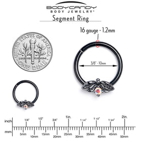 16G 3/8 Aurora Gem Black Beauty Bug Hinged Segment Ring
