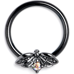 16G 3/8 Aurora Gem Black Beauty Bug BCR Captive Ring