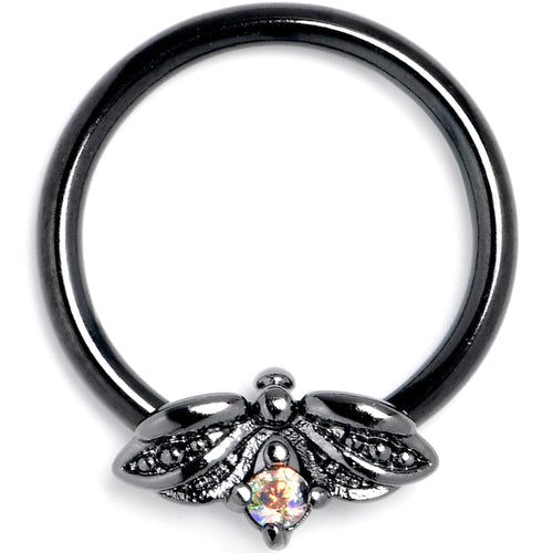 16G 3/8 Aurora Gem Black Beauty Bug BCR Captive Ring