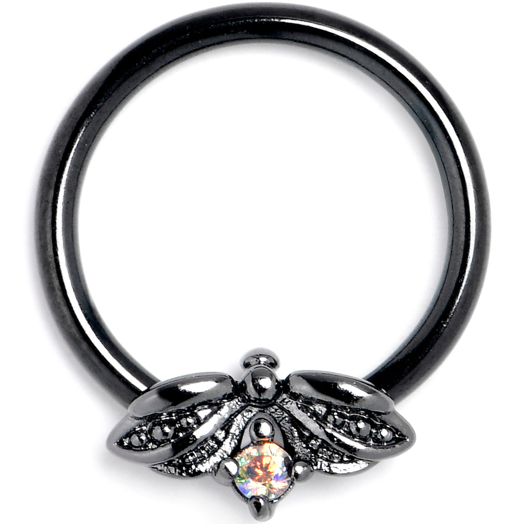 16G 3/8 Aurora Gem Black Beauty Bug BCR Captive Ring