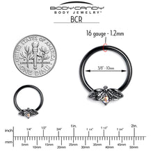 16G 3/8 Aurora Gem Black Beauty Bug BCR Captive Ring