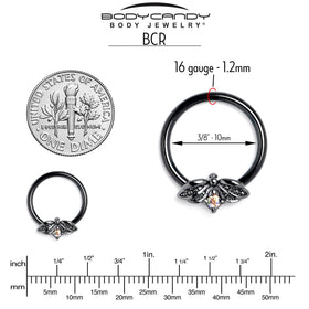 16G 3/8 Aurora Gem Black Beauty Bug BCR Captive Ring