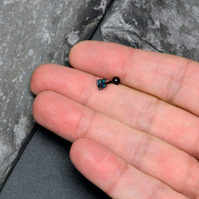 16G 1/4 Clear CZ Gem Black Lush Leaves Cartilage Tragus Earring