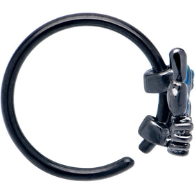 20G 5/16 Clear CZ Gem Black Lush Leaves Nose Hoop