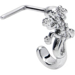 20G 7mm Clear CZ Gem Love Lizard Faux Hoop L Shape Nose Ring