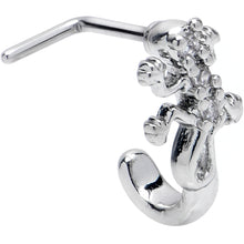 20G 7mm Clear CZ Gem Love Lizard Faux Hoop L Shape Nose Ring