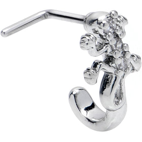 20G 7mm Clear CZ Gem Love Lizard Faux Hoop L Shape Nose Ring