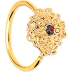 20G 5/16 Vitrail Gem Gold Tone Blossom Bloom Nose Hoop
