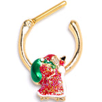 16G 5/16 Gold Tone Glitter Santa Red Christmas Cartilage Clicker