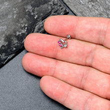 16G 5/16 Clear CZ Gem Butterfly Rose Pink Internally Threaded Labret