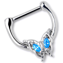 16G 5/16 Blue Gem Fancy Fab Butterfly Cartilage Clicker