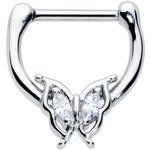 16G 5/16 Clear Gem Fancy Fab Butterfly Cartilage Clicker