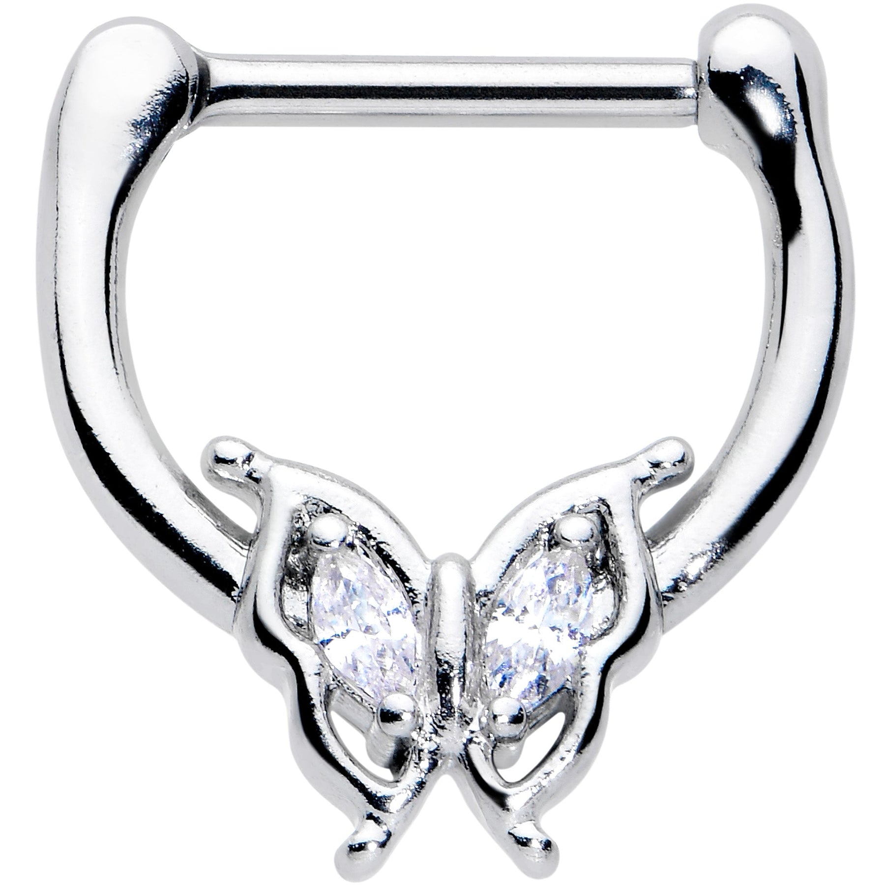16G 5/16 Clear Gem Fancy Fab Butterfly Cartilage Clicker