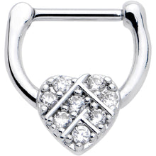 16G 1/4 Clear CZ Gem Lattice Heart Cartilage Clicker