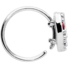 20G 5/16 Red CZ Gem Lattice Heart Nose Hoop