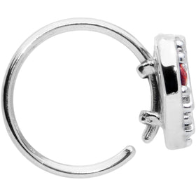 20G 5/16 Red CZ Gem Lattice Heart Nose Hoop