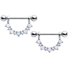 14G 9/16 White Synthetic Opal October Birthstone Nipple Shield Set