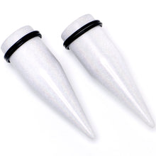 White Shimmer Acrylic Straight Taper Set 6mm to 20mm Sizes