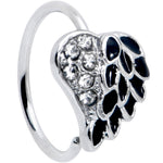 20G 5/16 Clear Gem Heavenly Heart Angel Wing Black Nose Hoop