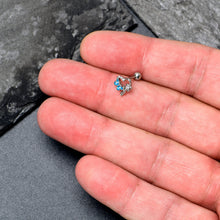 16G 1/4 Clear CZ Gem Butterfly Rose Blue Cartilage Tragus Stud