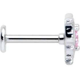 16G 5/16 Pink Gem Fancy Fab Butterfly Internally Threaded Labret