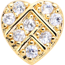 16G 1/4 Clear Gem Gold Tone Lattice Heart Cartilage Tragus Earring