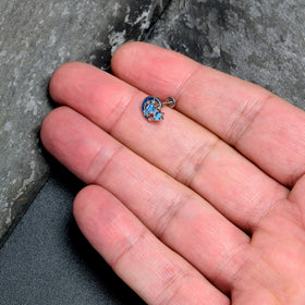 16G 5/16 Blue CZ Gem Butterfly Love Heart Labret Monroe Tragus