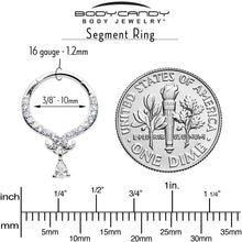 16G 3/8 Clear CZ Gem Elegant Curves Dangle Hinged Segment Ring