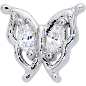 16G 5/16 Clear Gem Fancy Fab Butterfly Internally Threaded Labret