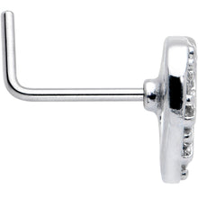 20G 7mm Clear CZ Gem Lattice Heart L Shape Nose Ring
