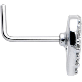20G 7mm Clear CZ Gem Lattice Heart L Shape Nose Ring