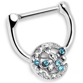 16G 5/16 Blue Gem Lunar Dragonfly Cartilage Clicker