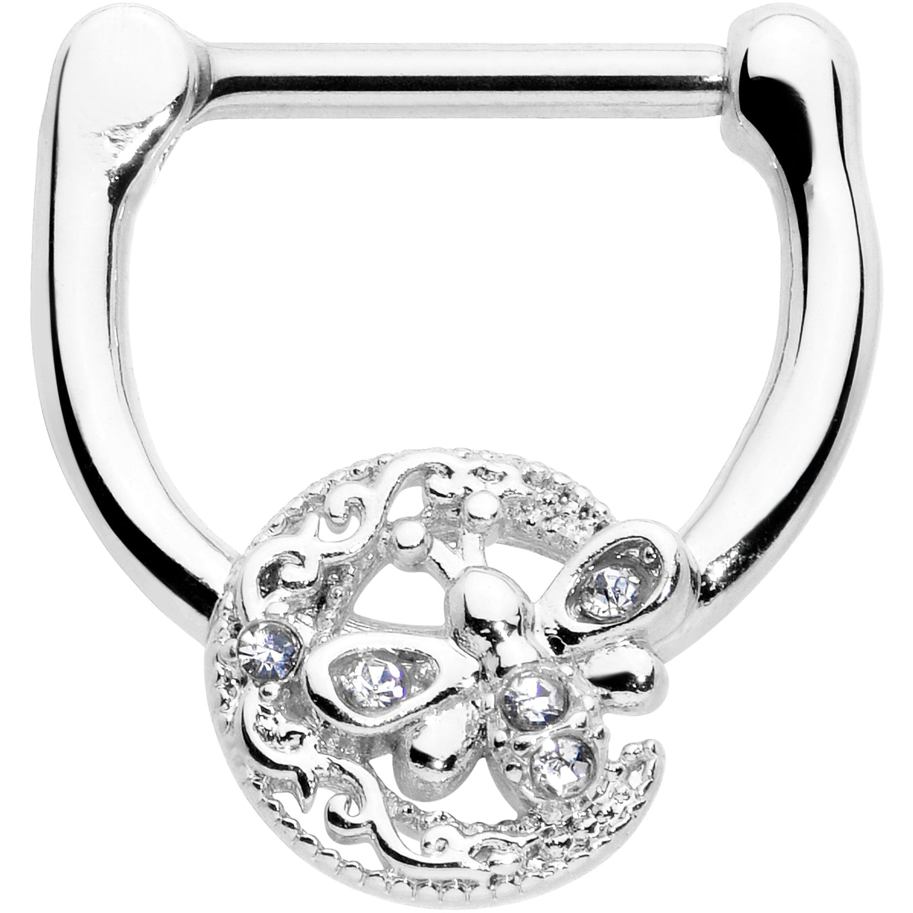 16G 5/16 Clear Gem Lunar Dragonfly Cartilage Clicker