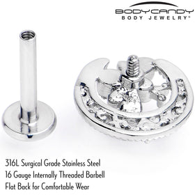 16G 5/16 Blue Gem Lunar Dragonfly Internally Threaded Labret Tragus