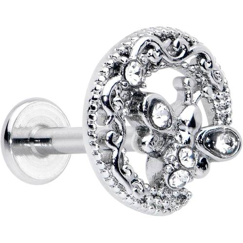 16G 5/16 Clear Gem Lunar Dragonfly Internally Threaded Labret Tragus