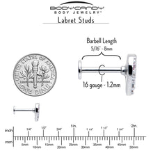 16G 5/16 Pink CZ Gem Lattice Hear Internally Threaded Labret