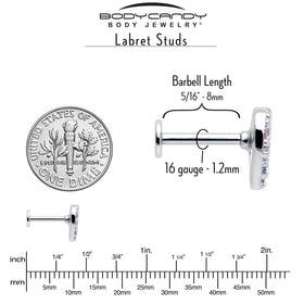 16G 5/16 Pink CZ Gem Lattice Hear Internally Threaded Labret