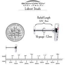 16G 5/16 Red CZ Gem Lattice Hear Internally Threaded Labret