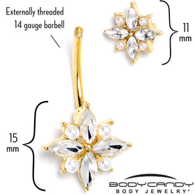 Clear Gem Gold Tone Star Power Double Mount Belly Ring