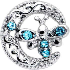 16G 1/4 Blue Gem Lunar Dragonfly Cartilage Tragus Earring