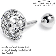 16G 1/4 Clear Gem Lunar Dragonfly Cartilage Tragus Earring