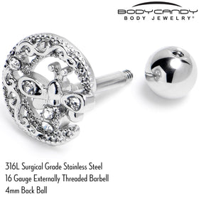 16G 1/4 Clear Gem Lunar Dragonfly Cartilage Tragus Earring
