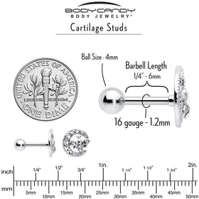 16G 1/4 Clear Gem Lunar Dragonfly Cartilage Tragus Earring
