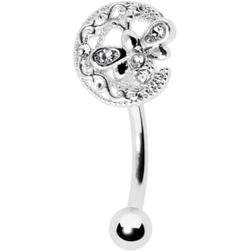16G 5/16 Clear Gem Lunar Dragonfly Curved Eyebrow Ring