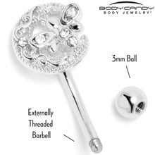 16G 5/16 Clear Gem Lunar Dragonfly Curved Eyebrow Ring