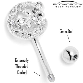 16G 5/16 Clear Gem Lunar Dragonfly Curved Eyebrow Ring