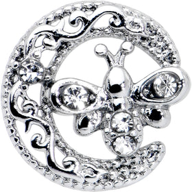 20G 7mm Clear Gem Lunar Dragonfly L Shape Nose Ring